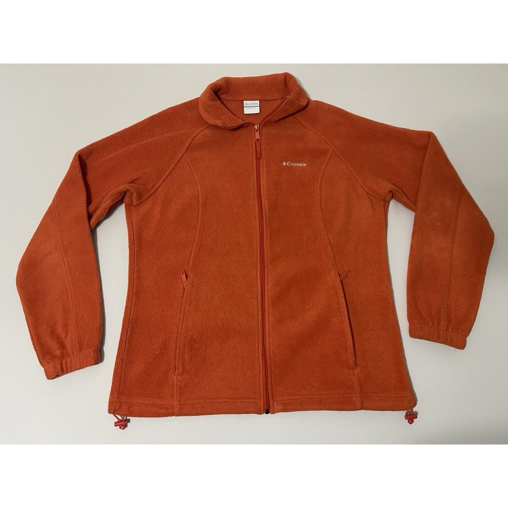 Columbia Benton Springs Fleece Jacket Womens Large Orange Full Zip‎ Outdoor